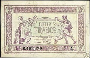 2 francs Trésorerie aux armées type 1917