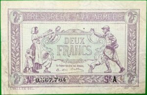 2 francs Trésorerie aux armées type 1917