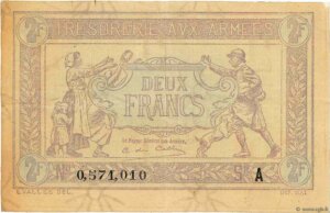 2 francs Trésorerie aux armées type 1917