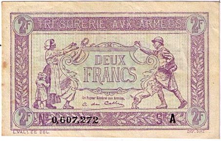 2 francs Trésorerie aux armées type 1917