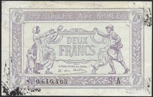 2 francs Trésorerie aux armées type 1917