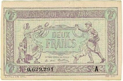 2 francs Trésorerie aux armées type 1917