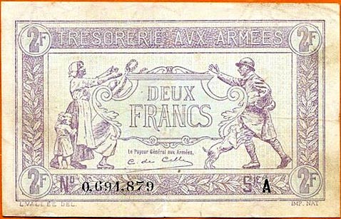 2 francs Trésorerie aux armées type 1917