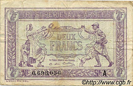 2 francs Trésorerie aux armées type 1917