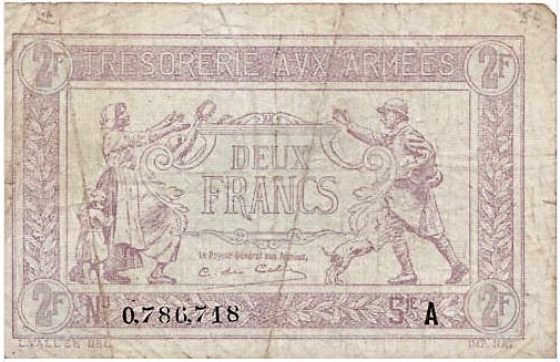 2 francs Trésorerie aux armées type 1917