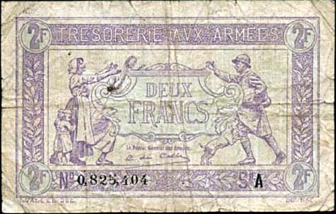 2 francs Trésorerie aux armées type 1917