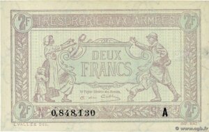 2 francs Trésorerie aux armées type 1917