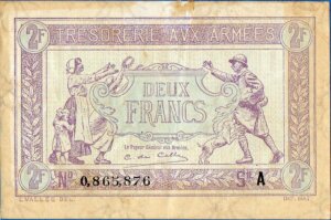 2 francs Trésorerie aux armées type 1917