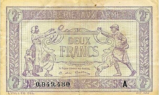 2 francs Trésorerie aux armées type 1917