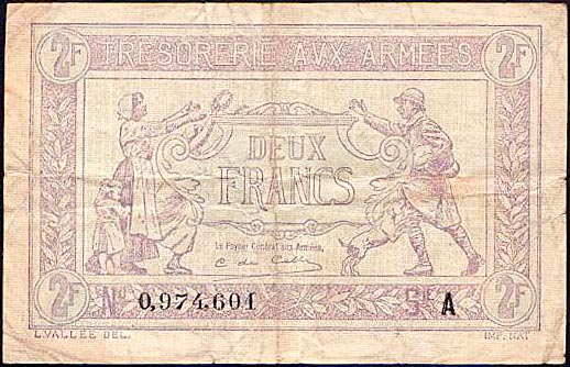 2 francs Trésorerie aux armées type 1917