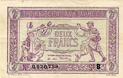 2 francs Trésorerie aux armées type 1917