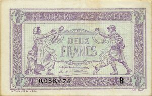 2 francs Trésorerie aux armées type 1917