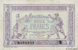 2 francs Trésorerie aux armées type 1917