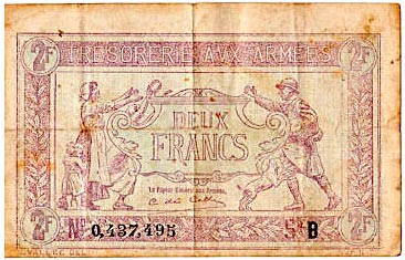 2 francs Trésorerie aux armées type 1917