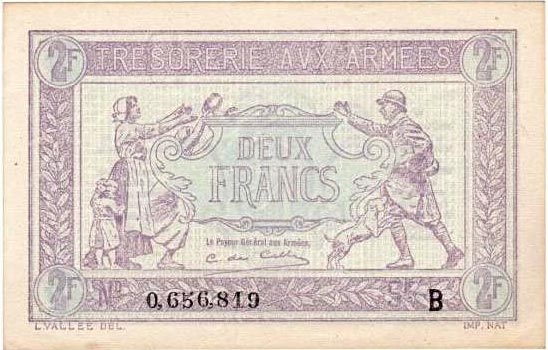 2 francs Trésorerie aux armées type 1917