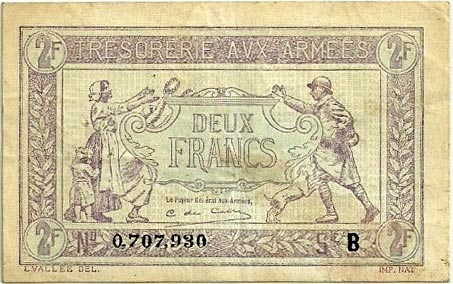 2 francs Trésorerie aux armées type 1917