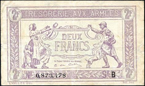 2 francs Trésorerie aux armées type 1917