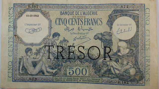 500 francs Algérie type 1943