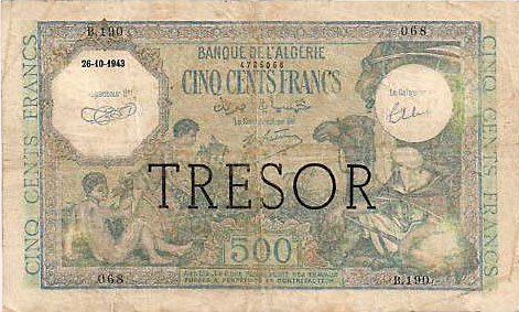 500 francs Algérie type 1943