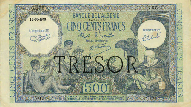 500 francs Algérie type 1943