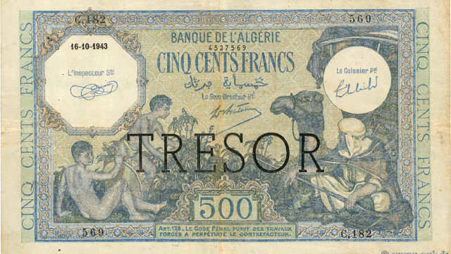 500 francs Algérie type 1943