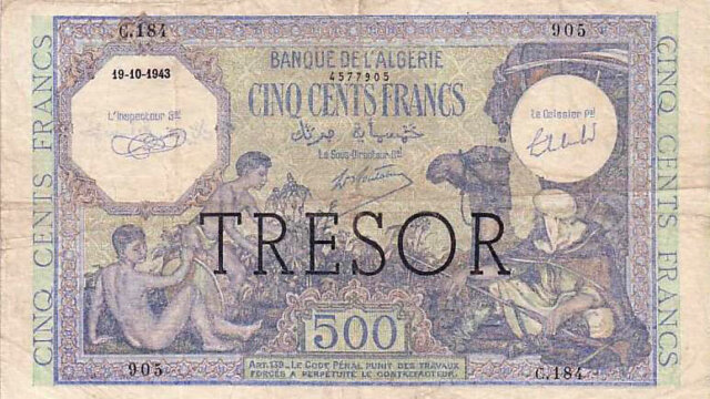 500 francs Algérie type 1943