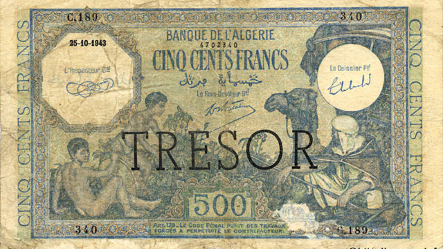 500 francs Algérie type 1943