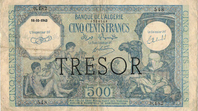 500 francs Algérie type 1943