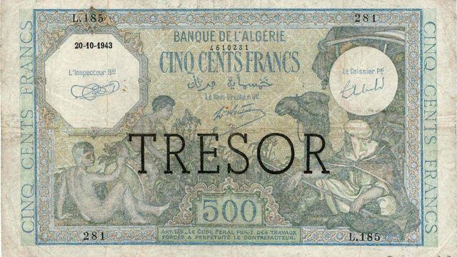 500 francs Algérie type 1943