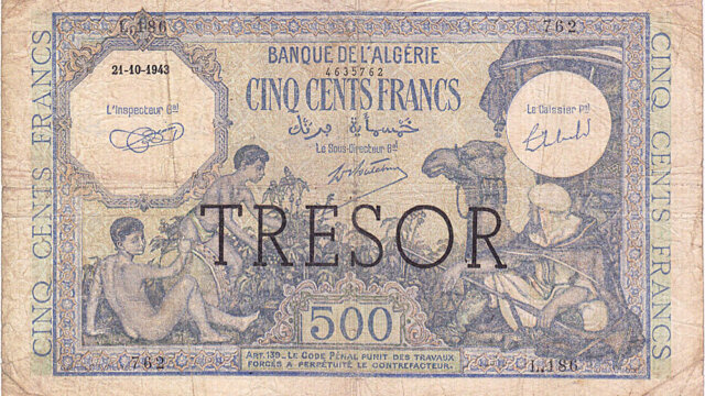 500 francs Algérie type 1943