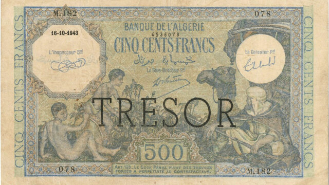 500 francs Algérie type 1943