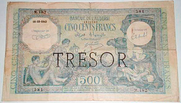 500 francs Algérie type 1943