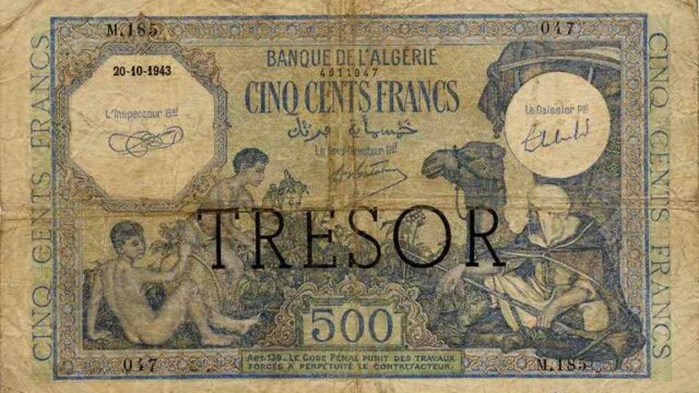 500 francs Algérie type 1943