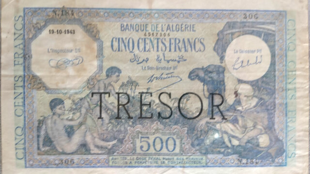 500 francs Algérie type 1943