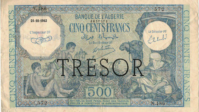 500 francs Algérie type 1943