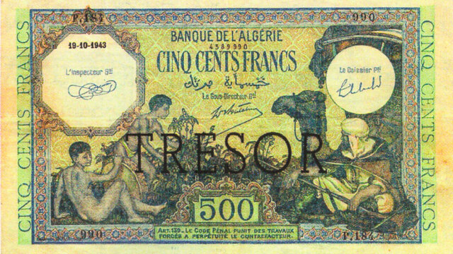 500 francs Algérie type 1943