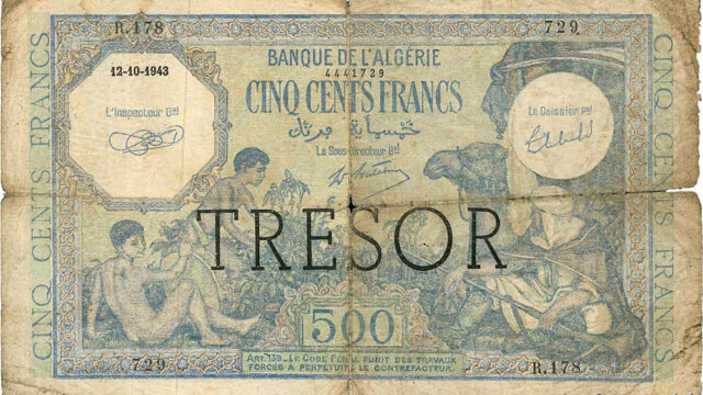 500 francs Algérie type 1943