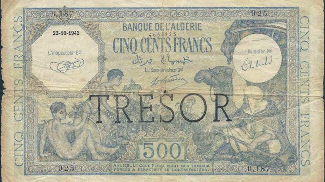 500 francs Algérie type 1943