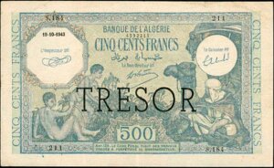 500 francs Algérie type 1943