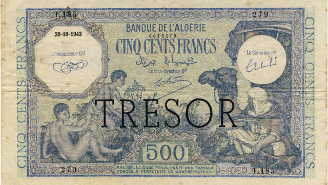 500 francs Algérie type 1943