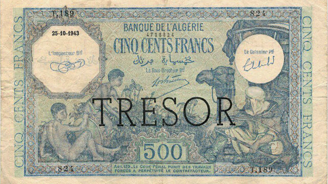 500 francs Algérie type 1943