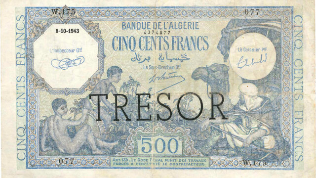 500 francs Algérie type 1943