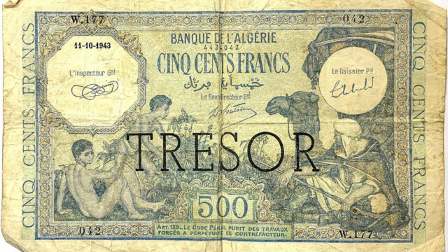 500 francs Algérie type 1943