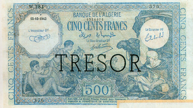 500 francs Algérie type 1943