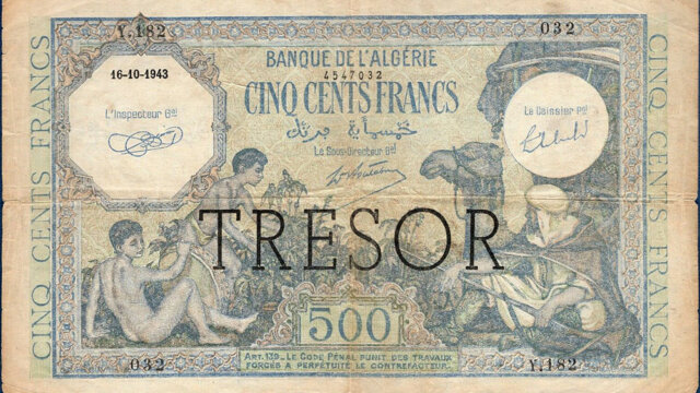 500 francs Algérie type 1943