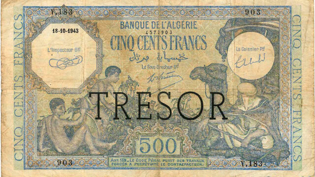 500 francs Algérie type 1943