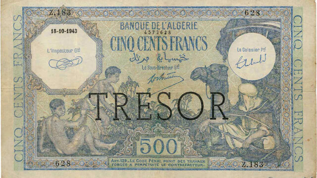 500 francs Algérie type 1943