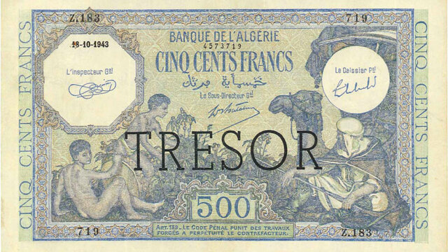 500 francs Algérie type 1943