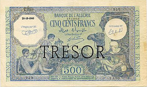 500 francs Algérie type 1943