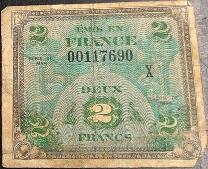 2 francs Drapeau type 1944